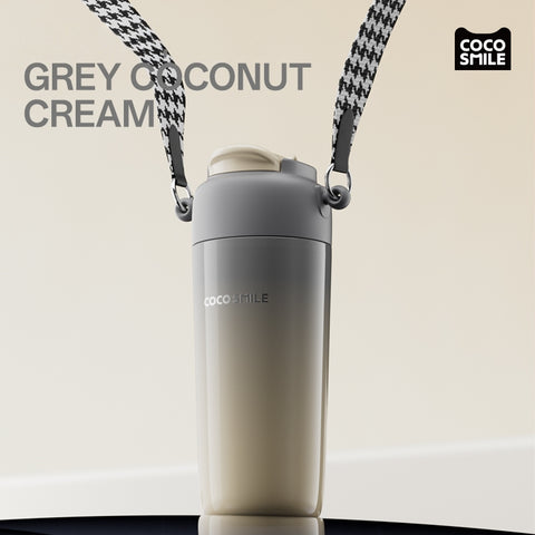 COCOSMILE 630ml Vacuum Insulated Stainless Steel Tumbler with Leakproof Straw & Detachable Strap - Keeps Hot/Cold (10°C-44°C), BPA-Free, Fashion Travel Cup (Seas Cream/Sakura Pudding/Vanilla Latte/Coconut Gray)