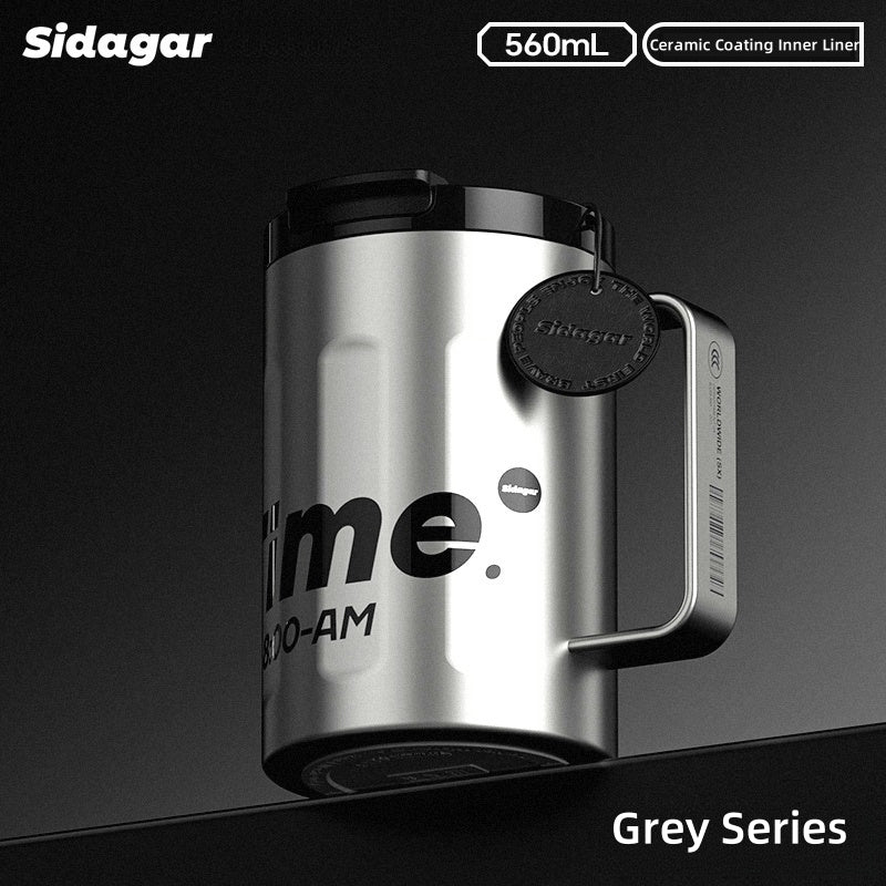 Sidagar Time Desktop Cup – 560mL Vacuum-Insulated Stainless Steel Mug with Ceramic Coating, Wide Mouth & Ergonomic Handle for Coffee, Tea, and Cold Beverages