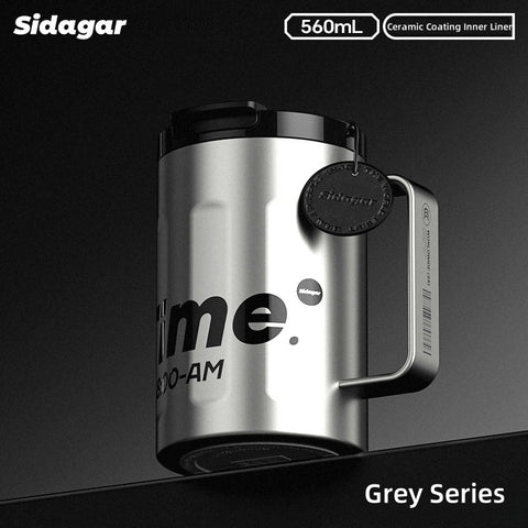 Sidagar Time Desktop Cup – 560mL Vacuum-Insulated Stainless Steel Mug with Ceramic Coating, Wide Mouth & Ergonomic Handle for Coffee, Tea, and Cold Beverages
