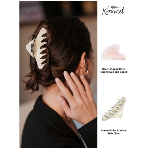 Krramel Heart-Shaped Rose Quartz Gua Sha - Facial Sculpting Tool for Contouring & Anti-Aging