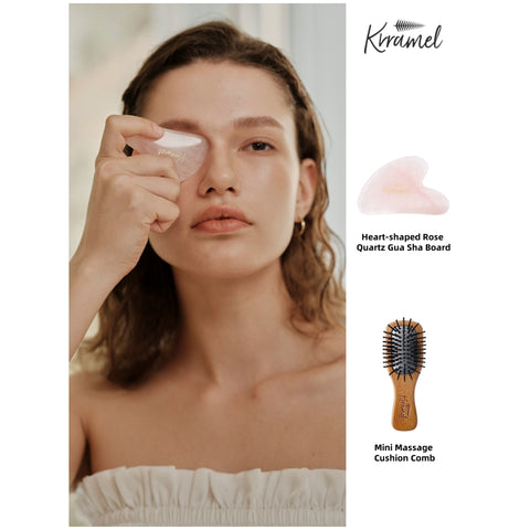 Krramel Heart-Shaped Rose Quartz Gua Sha - Facial Sculpting Tool for Contouring & Anti-Aging