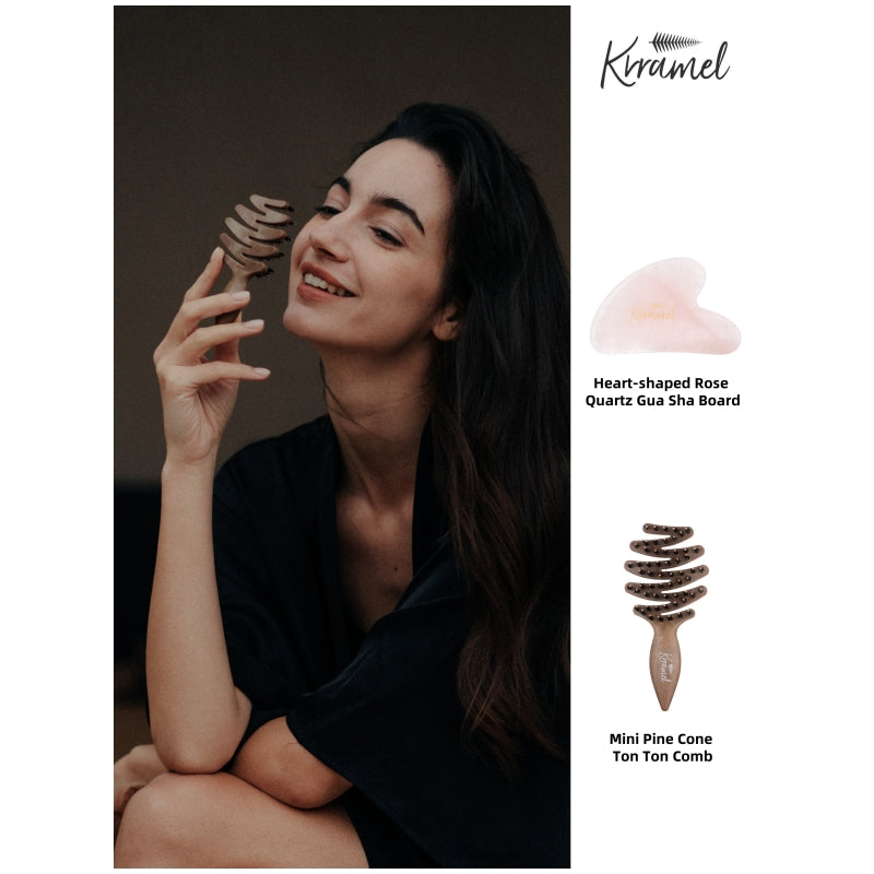 Krramel Heart-Shaped Rose Quartz Gua Sha - Facial Sculpting Tool for Contouring & Anti-Aging