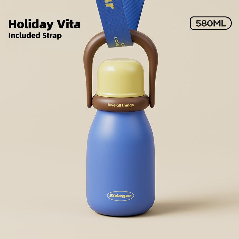 Sidagar Miu 580ml Insulated Stainless Steel Tumbler with Straw, Handle & Leak-Proof Lid - Portable Thermos Cup for Hot & Cold Drinks, Wide Mouth for Tea, Coffee