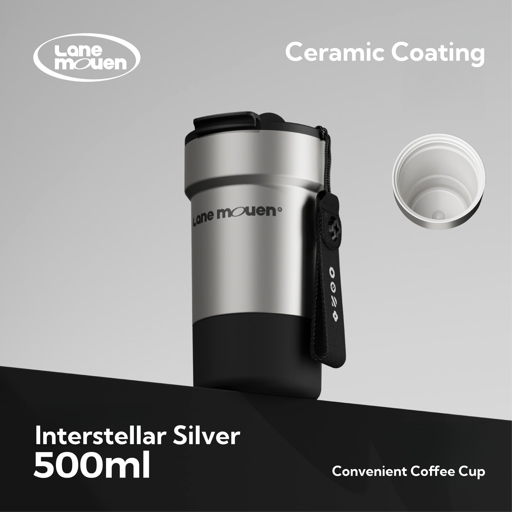 LANE MOUEN Portable Stainless Steel Insulated Coffee Tumbler 500ml - Leak-Proof Design