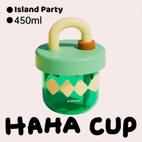 EVERCRISE Rainbow HAHA Cup - 450ml Leakproof Tritan Water Bottle with Detachable Strap & Fun Straw, BPA-Free