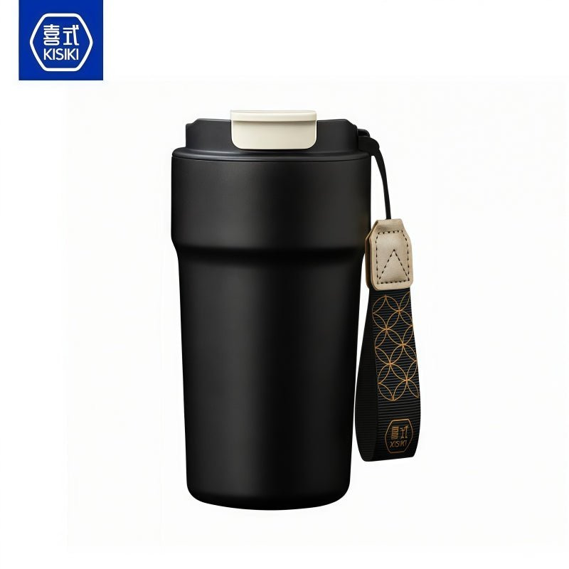 KISIKI 600ml Ceramic-Lined Insulated Coffee Tumbler – 7-Layer Vacuum Travel Mug with 3-in-1 Flip Lid, Leak-Proof, 18cm x 9cm, 316 Stainless Steel, Multiple Cultural Designs
