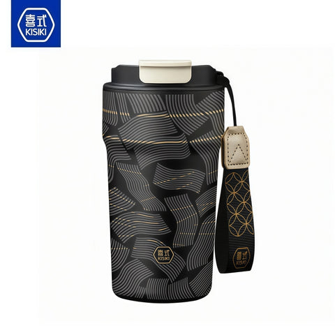 KISIKI 600ml Ceramic-Lined Insulated Coffee Tumbler – 7-Layer Vacuum Travel Mug with 3-in-1 Flip Lid, Leak-Proof, 18cm x 9cm, 316 Stainless Steel, Multiple Cultural Designs