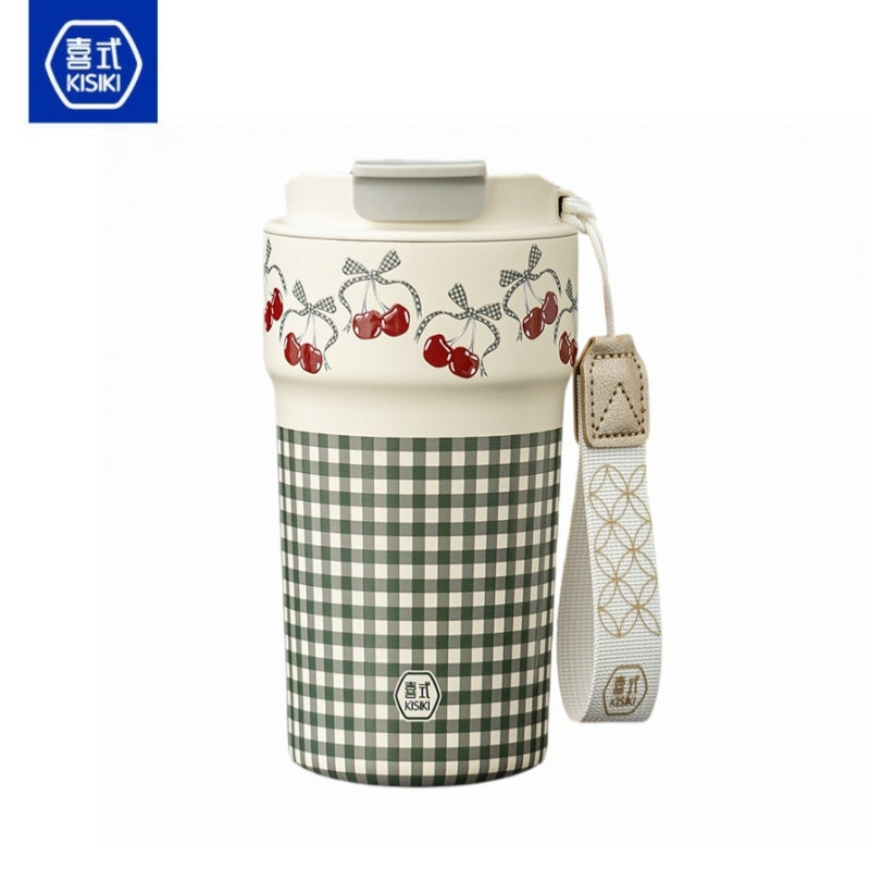 KISIKI 600ml Ceramic-Lined Insulated Coffee Tumbler – 7-Layer Vacuum Travel Mug with 3-in-1 Flip Lid, Leak-Proof, 18cm x 9cm, 316 Stainless Steel, Multiple Cultural Designs