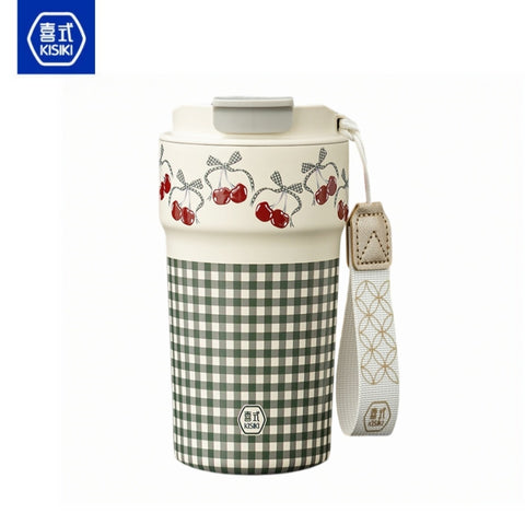 KISIKI 600ml Ceramic-Lined Insulated Coffee Tumbler – 7-Layer Vacuum Travel Mug with 3-in-1 Flip Lid, Leak-Proof, 18cm x 9cm, 316 Stainless Steel, Multiple Cultural Designs