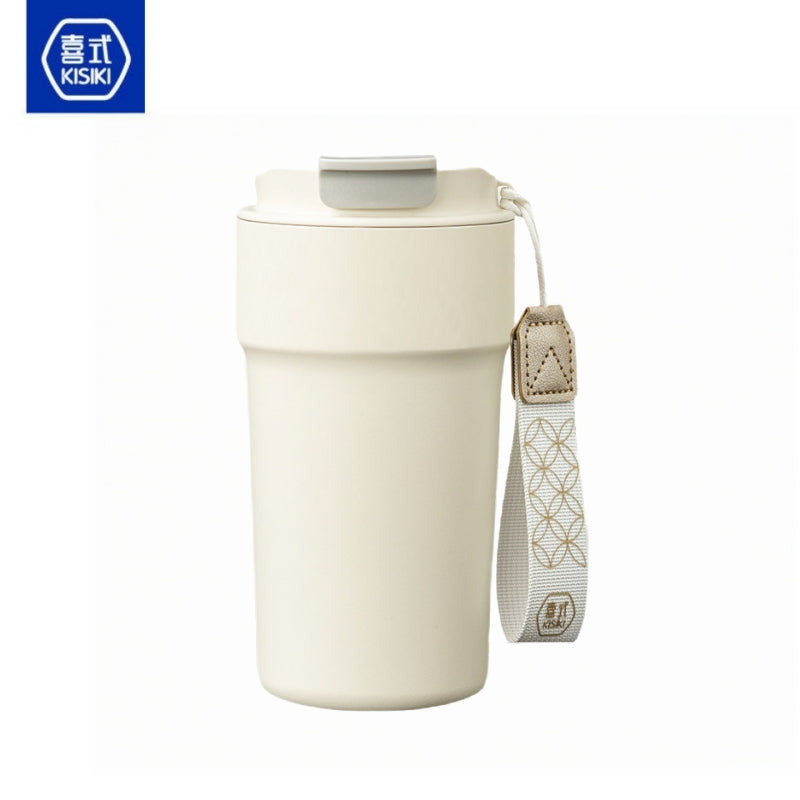 KISIKI 600ml Ceramic-Lined Insulated Coffee Tumbler – 7-Layer Vacuum Travel Mug with 3-in-1 Flip Lid, Leak-Proof, 18cm x 9cm, 316 Stainless Steel, Multiple Cultural Designs