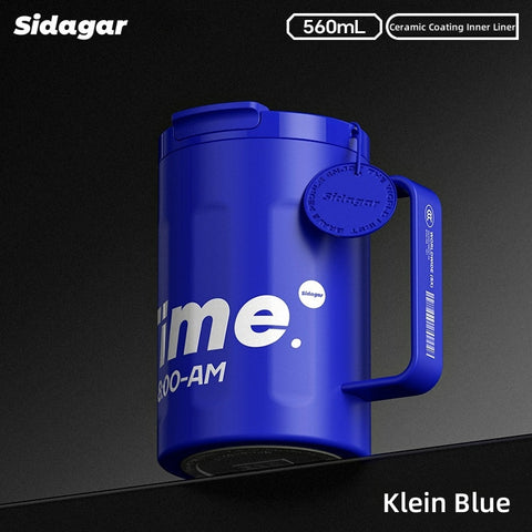 Sidagar Time Desktop Cup – 560mL Vacuum-Insulated Stainless Steel Mug with Ceramic Coating, Wide Mouth & Ergonomic Handle for Coffee, Tea, and Cold Beverages