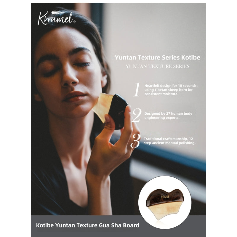 Krramel Luxury African Blackwood & Yak Horn Facial Sculpting Tool – 27° Ergonomic Gua Sha for Lymphatic Drainage & Contouring