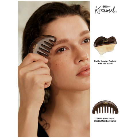 Krramel Luxury African Blackwood & Yak Horn Facial Sculpting Tool – 27° Ergonomic Gua Sha for Lymphatic Drainage & Contouring