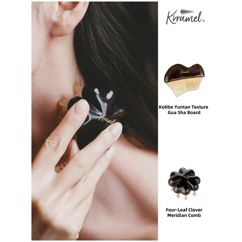 Krramel Luxury African Blackwood & Yak Horn Facial Sculpting Tool – 27° Ergonomic Gua Sha for Lymphatic Drainage & Contouring
