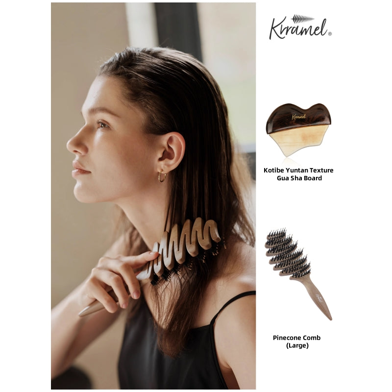 Krramel Luxury African Blackwood & Yak Horn Facial Sculpting Tool – 27° Ergonomic Gua Sha for Lymphatic Drainage & Contouring