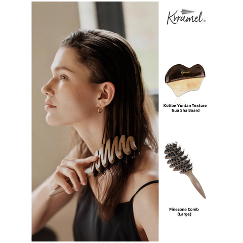 Krramel Luxury African Blackwood & Yak Horn Facial Sculpting Tool – 27° Ergonomic Gua Sha for Lymphatic Drainage & Contouring