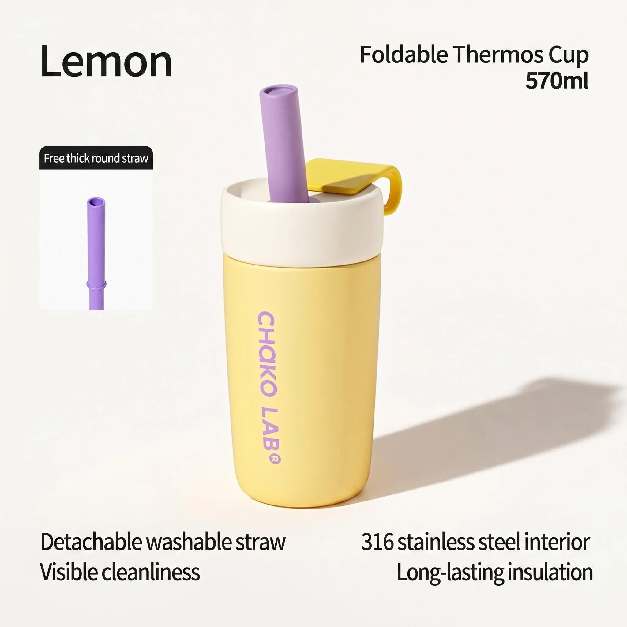 CHaKOLAB OPENSTRAW 570ml Insulated Split Cup with Detachable Straw