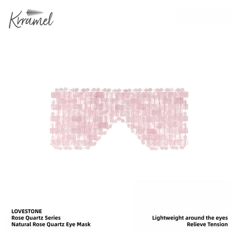 Krramel Rose Quartz Eye Mask – Natural Crystal Cooling Eye Compress for Puffiness & Eye Strain Relief, 20×9cm Reusable Cold Therapy Sleep Mask