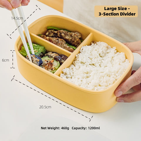 SHUEHO Silicone Bento Box - Leakproof, Microwave & Freezer Safe (-40°C~230°C), 3 Sizes (550ml/750ml/1200ml)