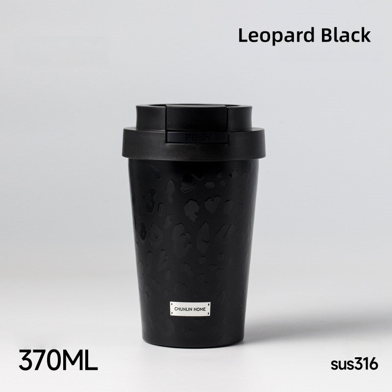 CHUNLIN HOME 370/580ml Insulated Travel Coffee Mug, Leak-Proof 316 Stainless Steel Tumbler with 130° Flip Lid, Crossbody Strap & Eco-Friendly Design, Fits Car Cup Holder, BPA-Free Reusable Cup for Commute