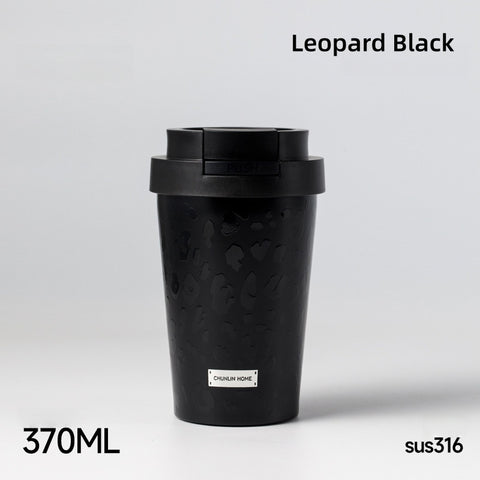 CHUNLIN HOME 370/580ml Insulated Travel Coffee Mug, Leak-Proof 316 Stainless Steel Tumbler with 130° Flip Lid, Crossbody Strap & Eco-Friendly Design, Fits Car Cup Holder, BPA-Free Reusable Cup for Commute