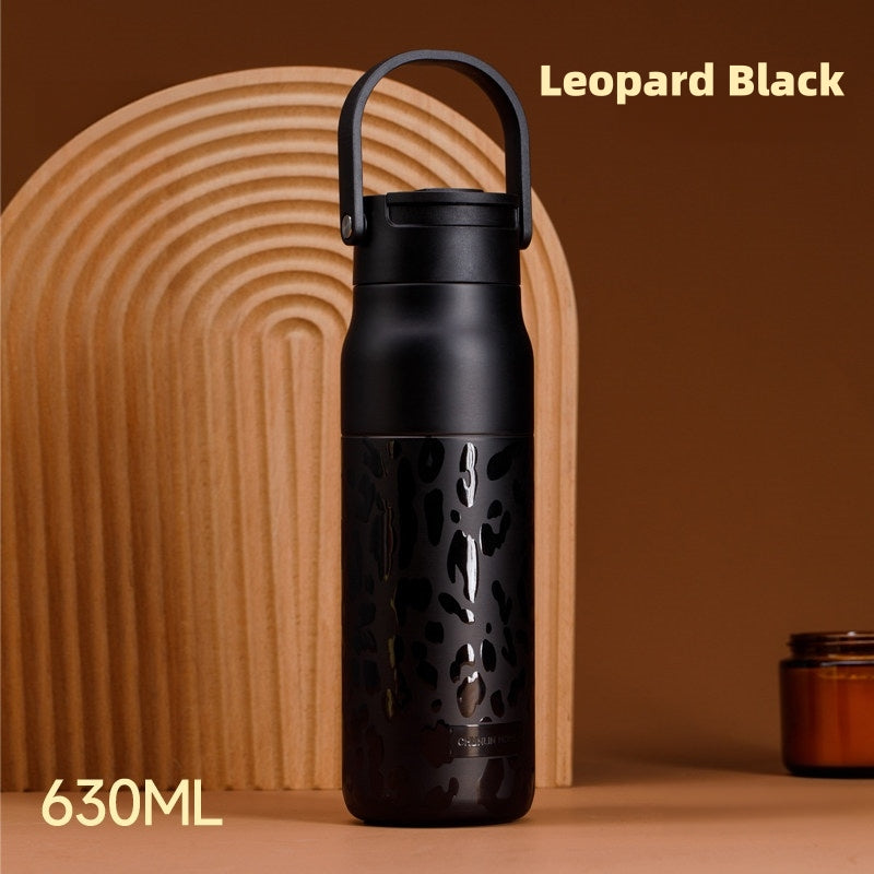 CHUNLIN 630ml Insulated Water Bottle, Leakproof 316 Stainless Steel Flask with 3-Way Lid (Straw & Chug), 260g Ultra-Light Foldable Handle for Gym, Travel & Hiking