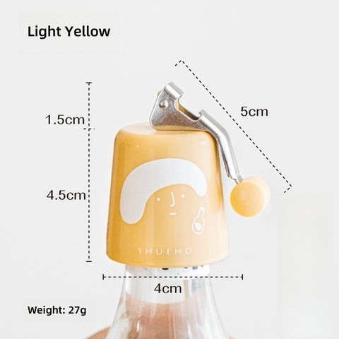 SHUEHO Press-Seal Wine Stopper - Universal Leakproof Reusable Bottle Cork for Wine, Liquor & More, 18-19mm Fit, Multi-Color (Red/Yellow/Beige)