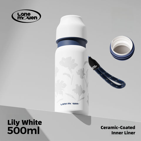 LANE MOUEN Vitality Thermos Mug – One-Touch Flip Lid Insulated Water Bottle, 316L Stainless Steel or Ceramic Liner, 6H Hot & Cold Retention, 360° Leak-Proof, 500ml/700ml