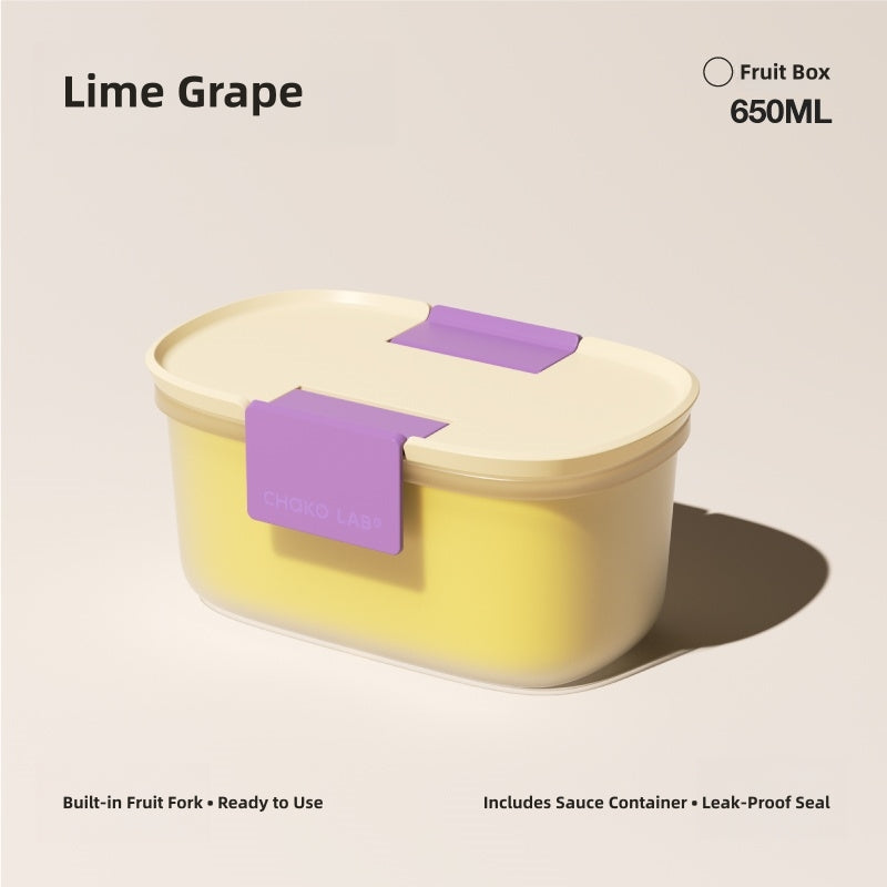 CHAKO LAB 650ml Leak-Proof Fruit Box with Colander - BPA-Free, Portable Food Container for Salad, Veggies & Snacks, Easy Rinse Clean (-20°C~110°C)