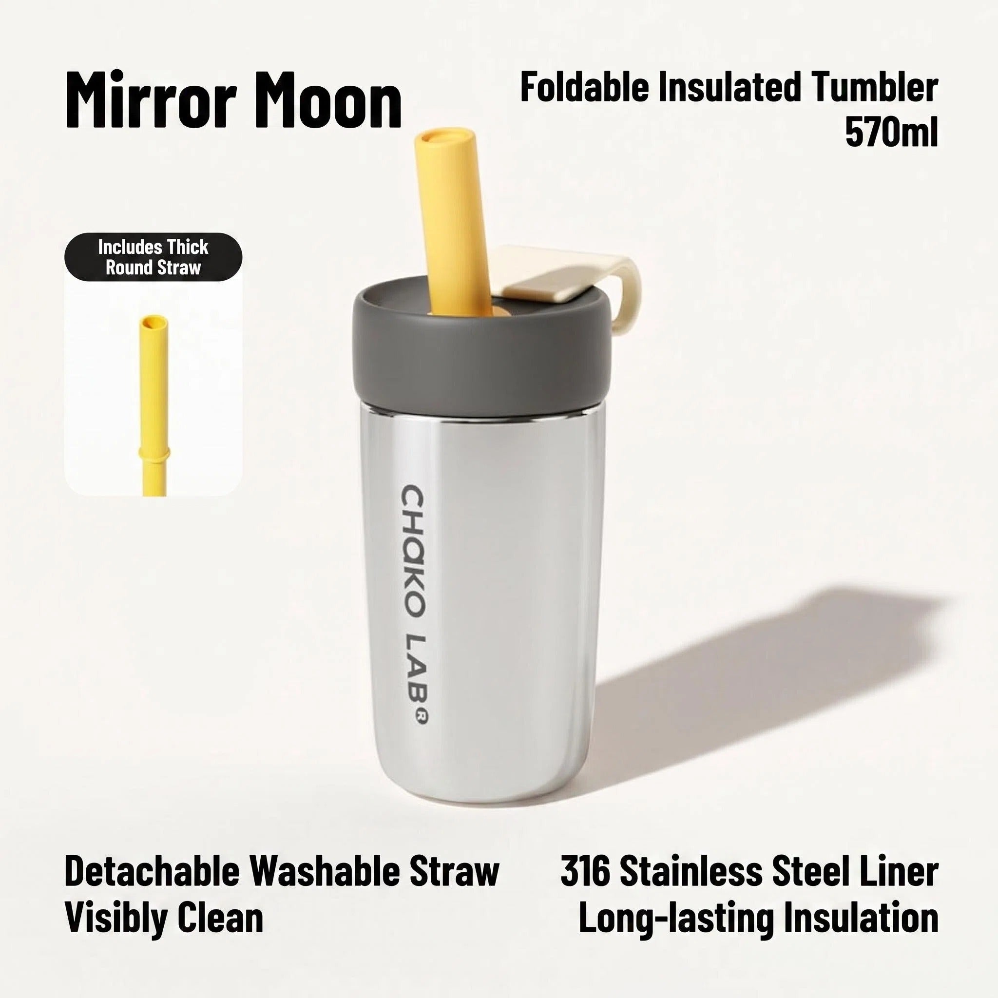CHaKOLAB OPENSTRAW 570ml Insulated Split Cup with Detachable Straw