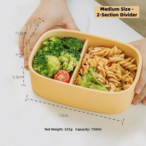 SHUEHO Silicone Bento Box - Leakproof, Microwave & Freezer Safe (-40°C~230°C), 3 Sizes (550ml/750ml/1200ml)