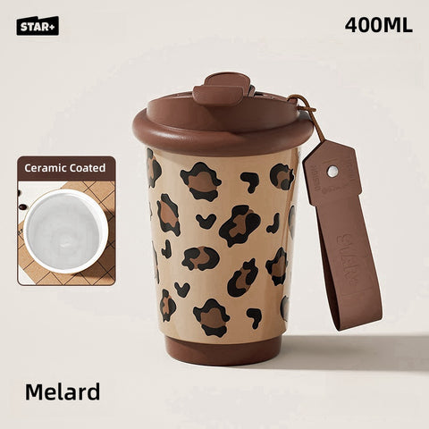 STAR+ Stylish Y2K Thermal Ceramic Coffee Cup - Portable, Leak-Proof, and BPA-Free (400ML)