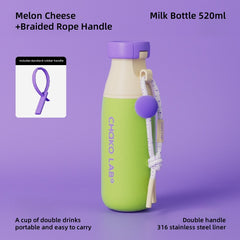CHAKO LAB 520ml Insulated Stainless Steel Water Bottle - Double Drinking Design, 6-Hour Thermal Mug with Straw, Leak-Proof Travel Cup for Hot & Cold Beverages