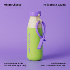 CHAKO LAB 520ml Insulated Stainless Steel Water Bottle - Double Drinking Design, 6-Hour Thermal Mug with Straw, Leak-Proof Travel Cup for Hot & Cold Beverages