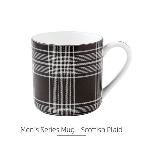 Stechcol Award-Winning Bone China Mug - Luxe Black & White Menswear Design, Lead-Free & Cadmium-Free