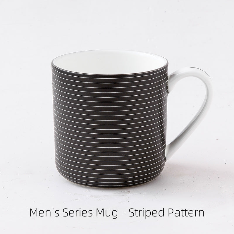 Stechcol Award-Winning Bone China Mug - Luxe Black & White Menswear Design, Lead-Free & Cadmium-Free
