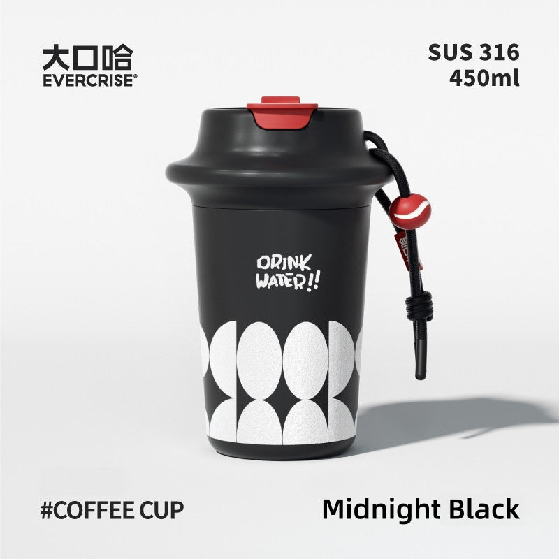 EVERCRISE 450ml Insulated Coffee Cup — SUS316, Leakproof, Dual-Sip