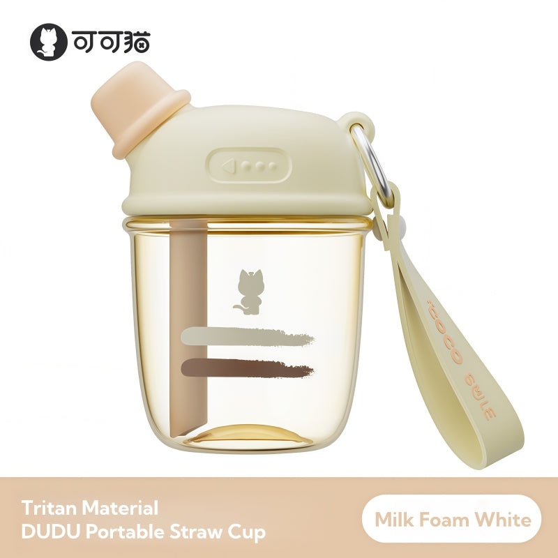 Cocosmile DUDU 530ml Tritan Water Bottle with Straw & Dustproof Lid - BPA-Free, Leak-Proof, Portable Tumbler for Coffee, Tea, and Gym | Dishwasher Safe (Milk White, Lemon Yellow, Mint Green, Peach Pink)