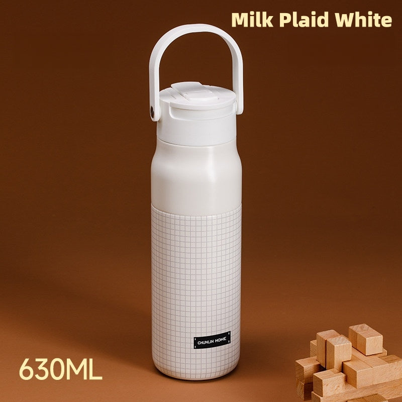 CHUNLIN 630ml Insulated Water Bottle, Leakproof 316 Stainless Steel Flask with 3-Way Lid (Straw & Chug), 260g Ultra-Light Foldable Handle for Gym, Travel & Hiking
