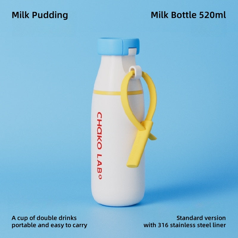 CHAKO LAB 520ml Insulated Stainless Steel Water Bottle - Double Drinking Design, 6-Hour Thermal Mug with Straw, Leak-Proof Travel Cup for Hot & Cold Beverages