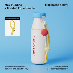 CHAKO LAB 520ml Insulated Stainless Steel Water Bottle - Double Drinking Design, 6-Hour Thermal Mug with Straw, Leak-Proof Travel Cup for Hot & Cold Beverages
