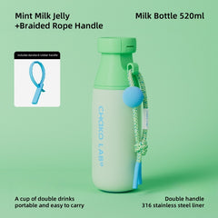 CHAKO LAB 520ml Insulated Stainless Steel Water Bottle - Double Drinking Design, 6-Hour Thermal Mug with Straw, Leak-Proof Travel Cup for Hot & Cold Beverages