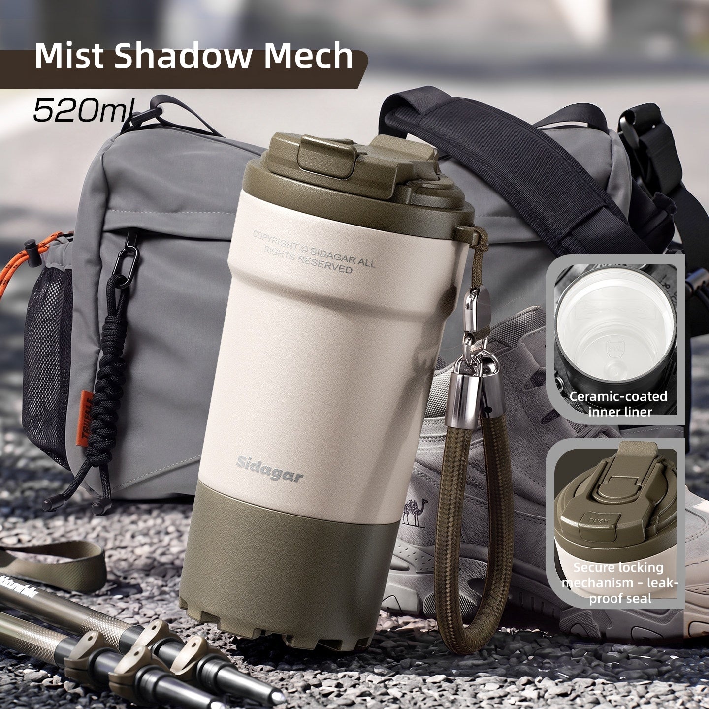 Sidagar Large Ceramic-Lined Dual-Drink Travel Bottle