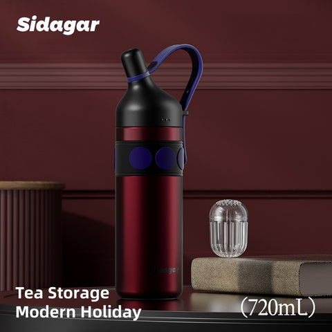 Sidagar Old Money Retro Insulated Bottle - 720ml Premium SUS316 Flask, 12H Heat/24H Cold Retention, Leakproof Travel Tumbler with Detachable Handle