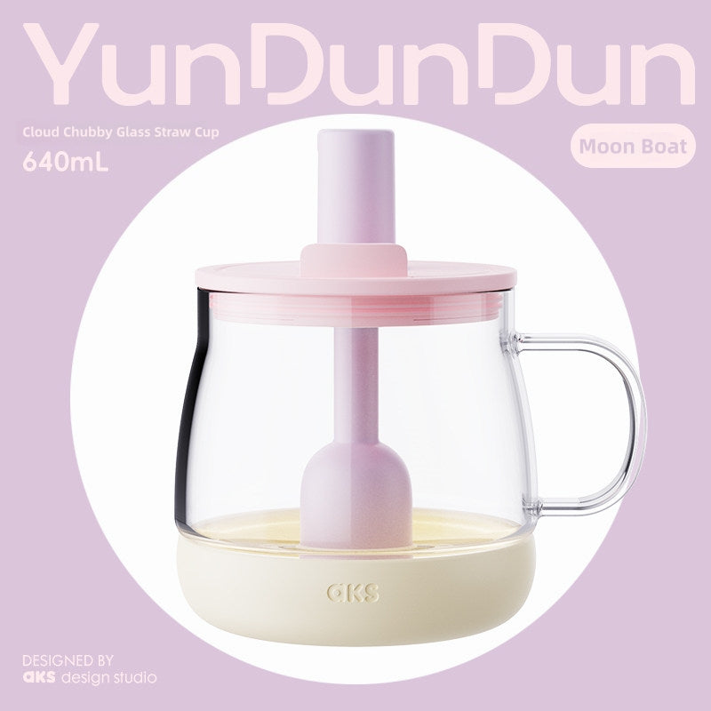 AKS Yunduodun 640ml Large Glass Tumbler: 6-in-1 Hydration Station with Tea Filter & Phone Stand