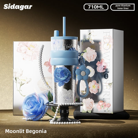 Sidagar Premium 710mL Titanium Water Bottle - Double-Wall Vacuum Insulated, 99.9% Pure Titanium, BPA-Free, Antimicrobial & Leak-Proof Travel Mug