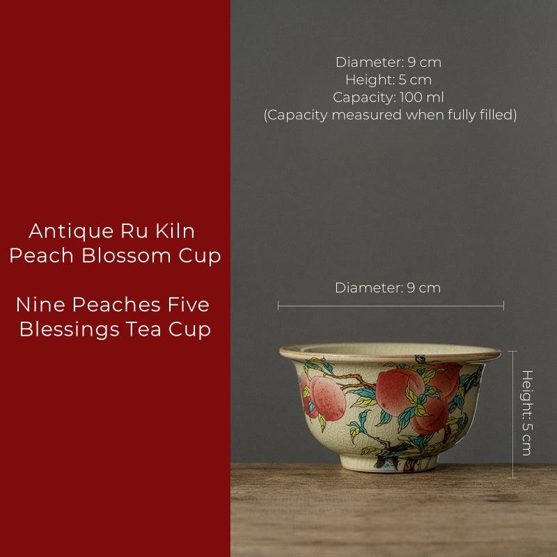 Hand-Painted Peach Blossom Tea Cup - Classic Jiutao Design