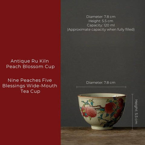 Hand-Painted Peach Blossom Tea Cup - Classic Jiutao Design