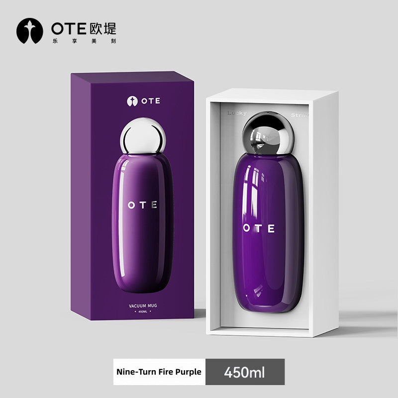 OTE Retro Bowling Bottle - 450ml Insulated Water Bottle | SUS316 Stainless Steel Vacuum Flask with 6H Heat Retention | Leakproof Travel Coffee Cup for Hiking, Office & Gym