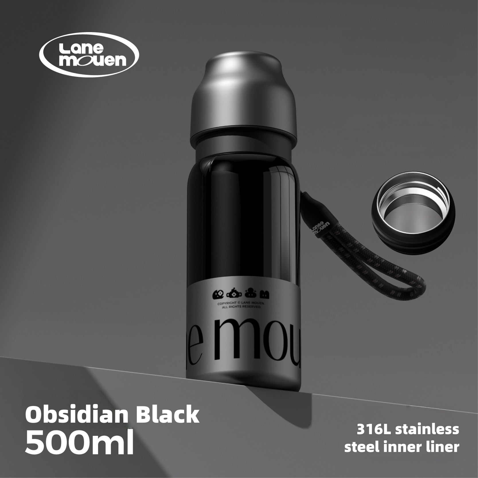LANE MOUEN Vitality Thermos Mug – One-Touch Flip Lid Insulated Water Bottle, 316L Stainless Steel or Ceramic Liner, 6H Hot & Cold Retention, 360° Leak-Proof, 500ml/700ml